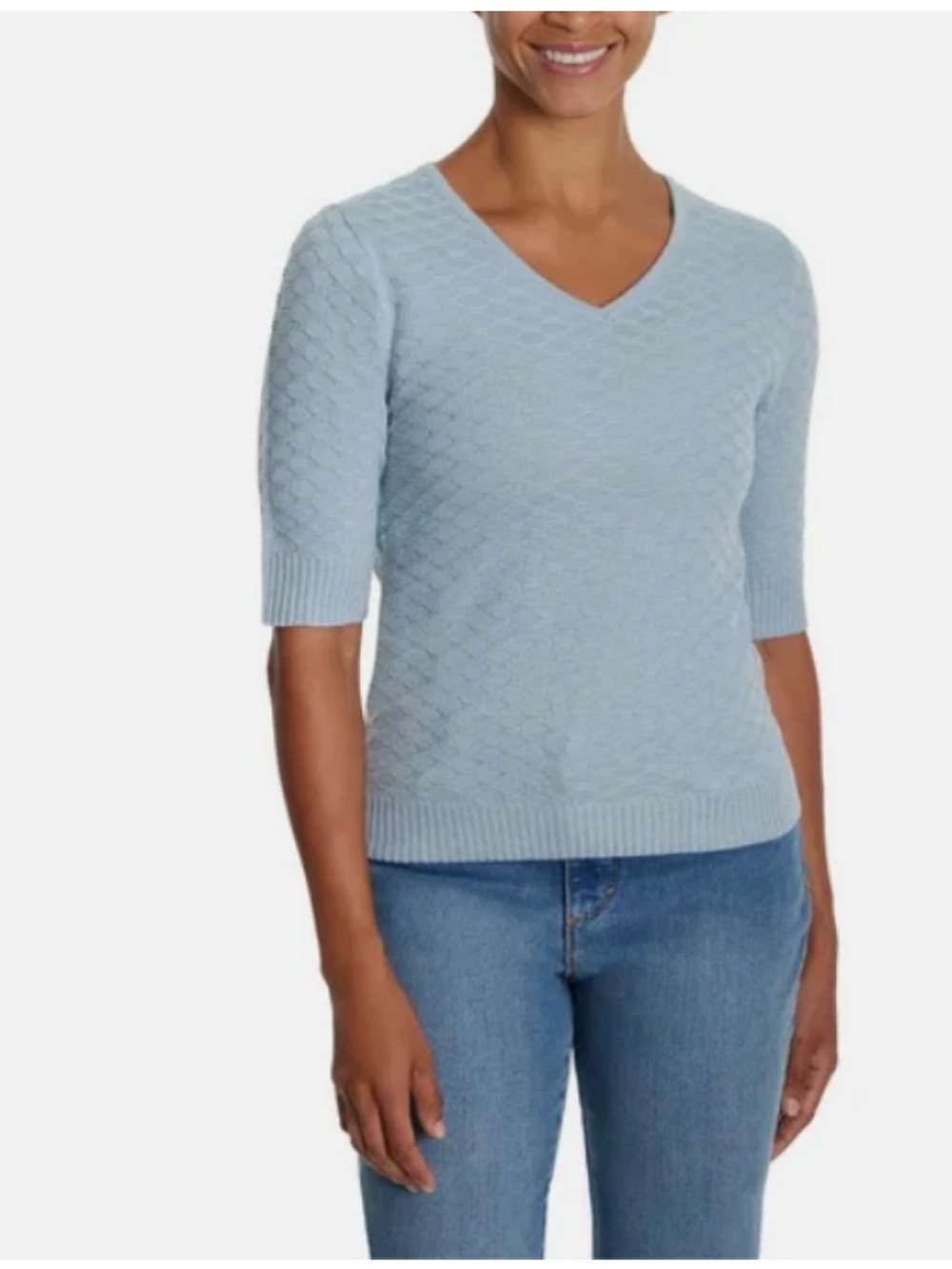 Ella Moss Women's V-Neck Elbow Sleeves Sweater